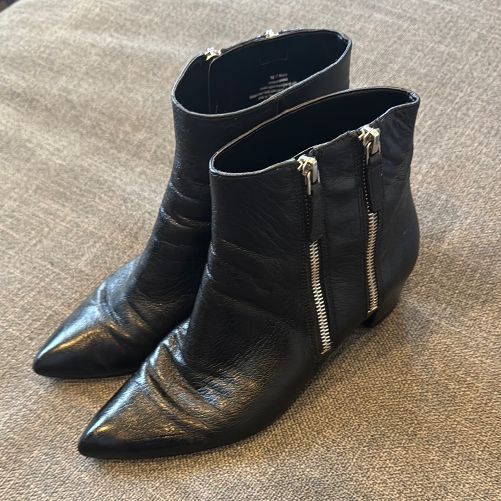 Nine West Black Leather Ankle Boots
